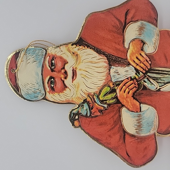 Vintage 1979 Merrimack Santa Claus Gift Bag Die-cut Gold Edge - Picture 2 of 6